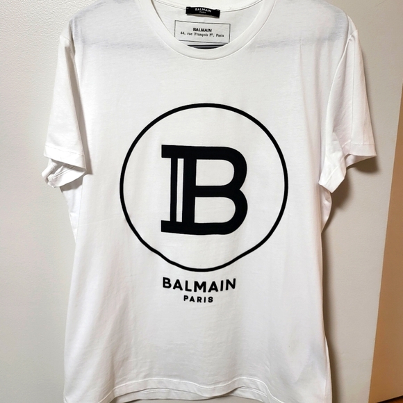 *SOLD*White Balmain Logo T-shirt - Picture 1 of 3